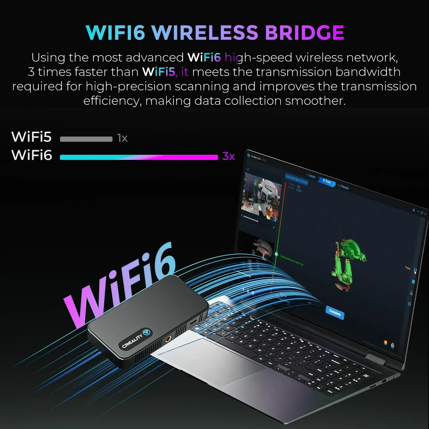Creality CR-Scan Ferret Pro Draadloze Wifi 3D-scanner Anti-shake Tracking 0,1 mm Nauwkeurigheid Full Color Scannen voor iOS Mac Android