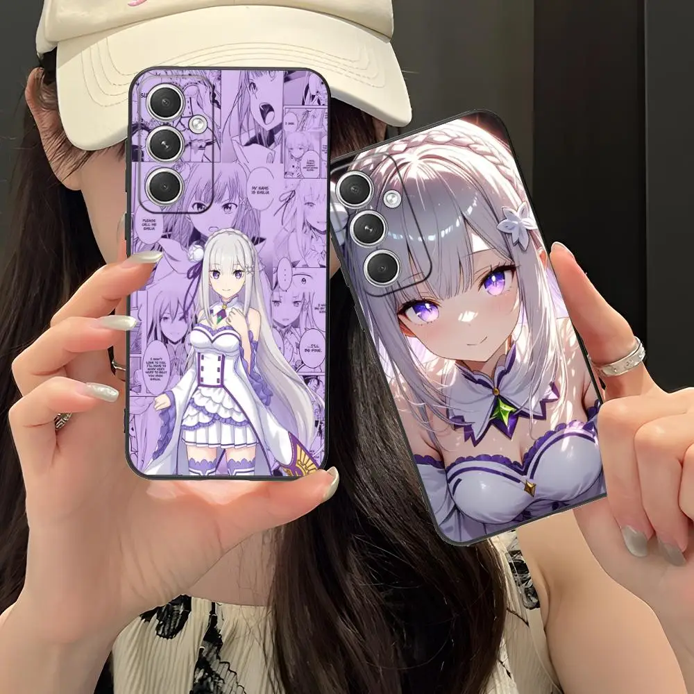 ReZero Emilia Waifu Mobile Phone Case for Samsung Galaxy S25 S24 S23 S22 S21 S20 Note20 Plus FE Ultra Colour Cover Luxury Cover