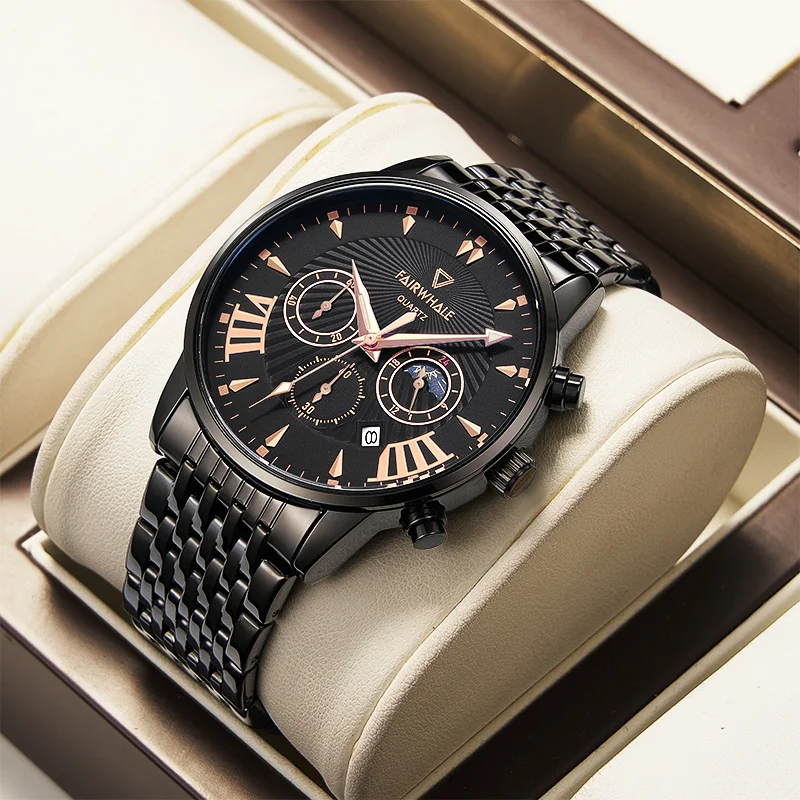 

Mark Fairwhale 5020 Men's Casual Watch Classic Chronograph Stainless Steel Wristwatch with Calendar And Luminous Hands