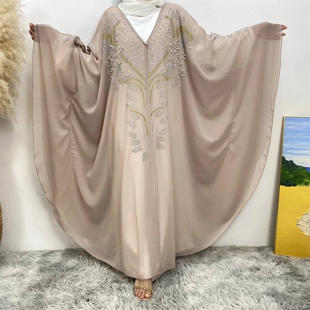 Abaya Dubai Turkey Muslim Hijab Dress Women Caftan Marocain Arabe Islamic Clothing Kimono Femme Musulmane Diamonds Open Abayas