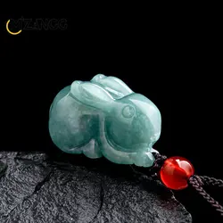 Genuine Natural Jadeite Blue Water Jade Rabbit Three-dimensional Zodiac Rabbit Jade Pendant Cute Lady Pendant Auspicious Objects