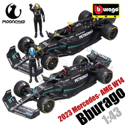 New Bburago 1:24 F1 2023 Mercedes-AMG W14 With Figure  #63 George Russell #44 Lewis Hamilton Die Cast Formula 1 Model Collection