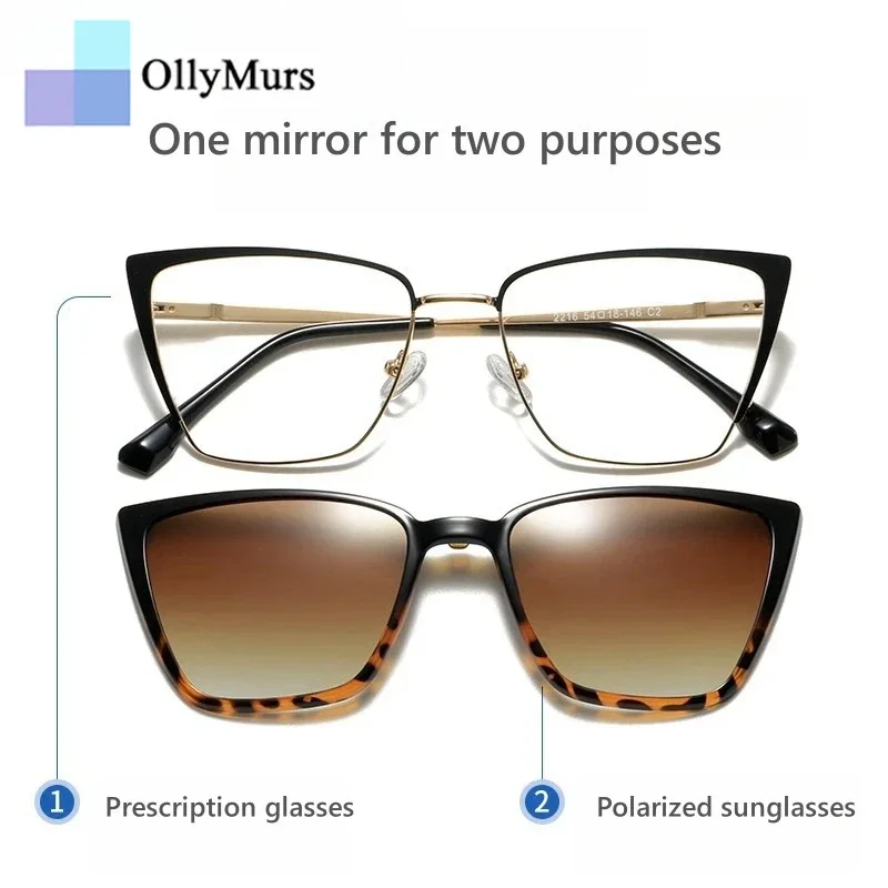 

OLLYMURS модная женская оправа для очков из сплава «кошачий глаз» с магнитной присоской двойного назначения, оптическая оправа для очков по рецепту 2216