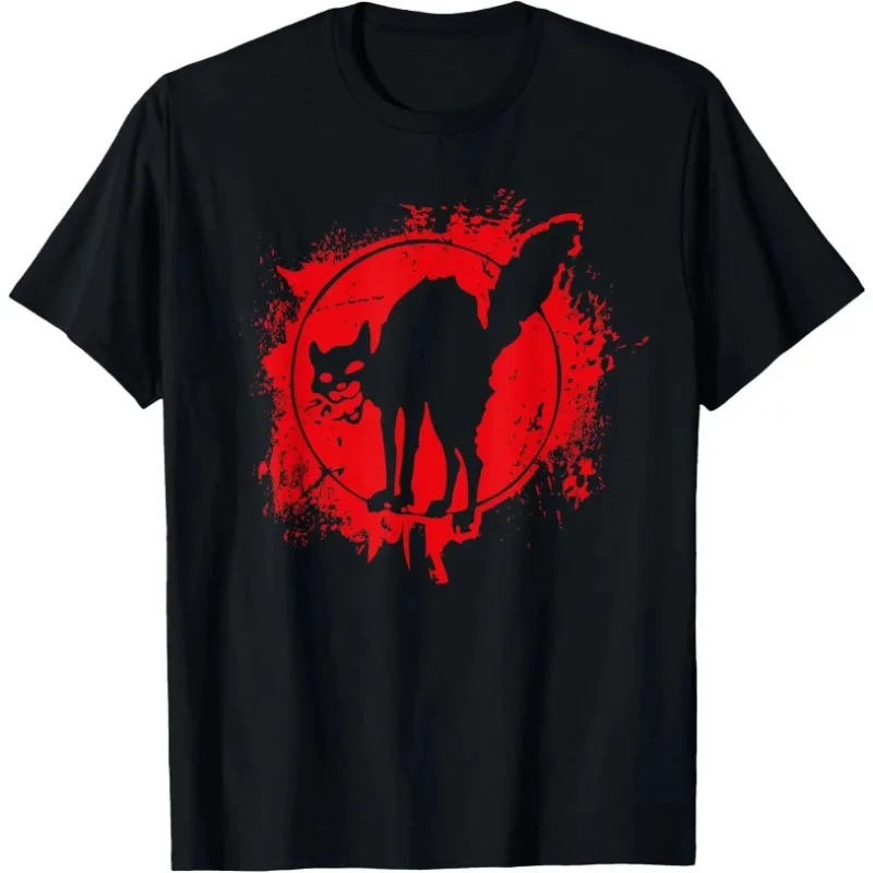 Camiseta streetwear con símbolo anarquista, revolución del gato negro