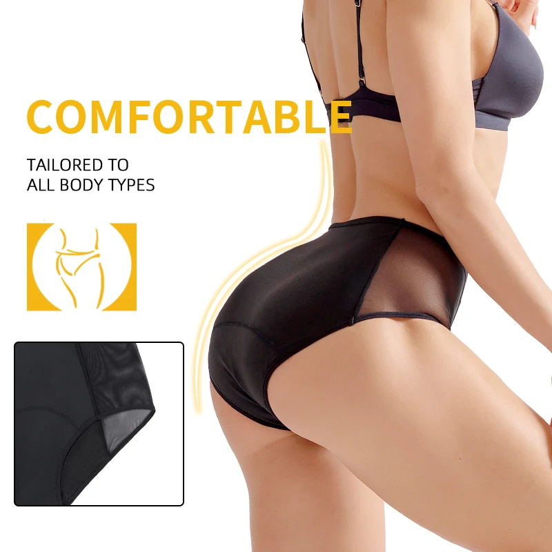 Drop shipping Women's High-waisted Lace 4 Layer Leak-Proof Absorbent Panties for Menstrual Periods and Postpartum Incontinence - view 4