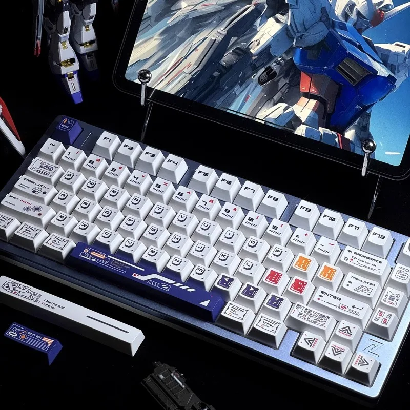 Tapa de teclado con tema de ciencia Blueprint, interruptor magnético personalizado PBT, perfil de cereza, Teclado mecánico para juegos, 136 teclas