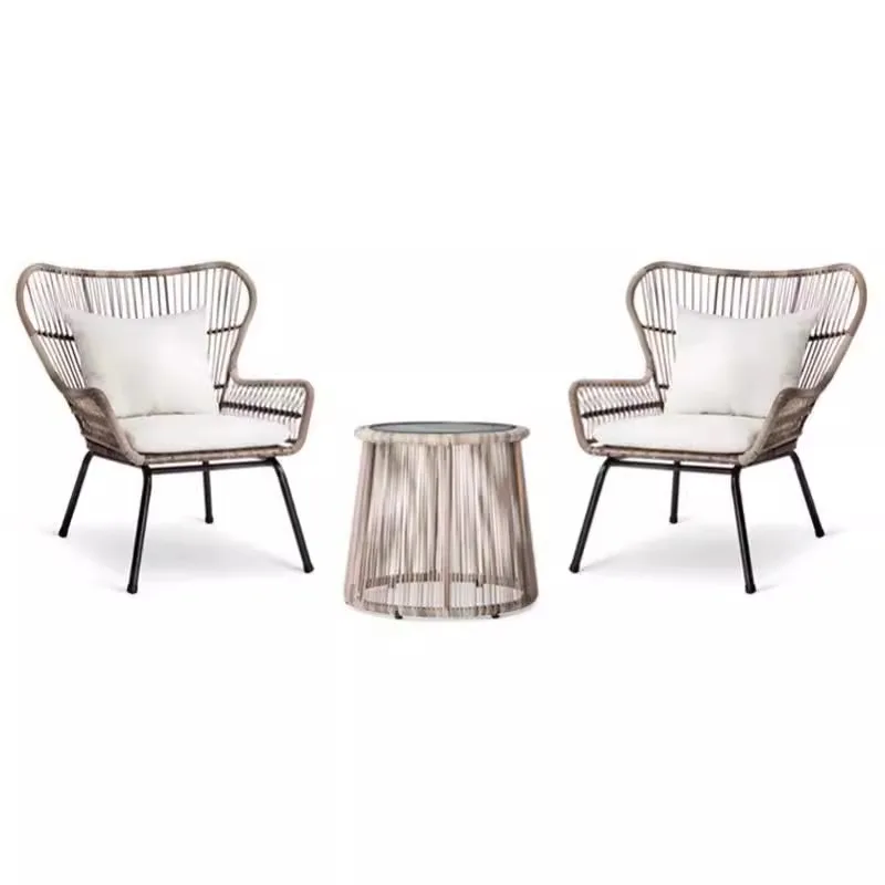 Outdoor table and chair rattan chair three-piece balcony simple and casual online celebrity rattan outdoor courtyard