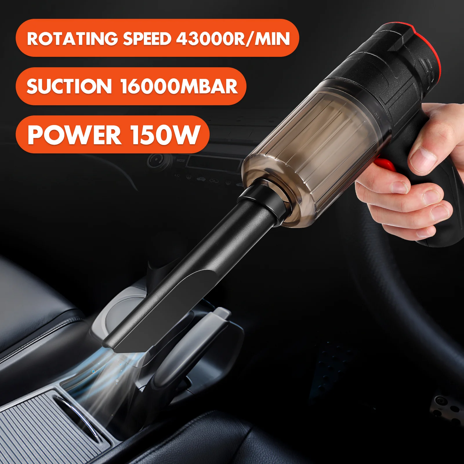

1 set Portable Car Vacuum Cleaner Cordless High Power Handheld Air Duster Wet Dry Electric Dust Hair Removal Rechargeable