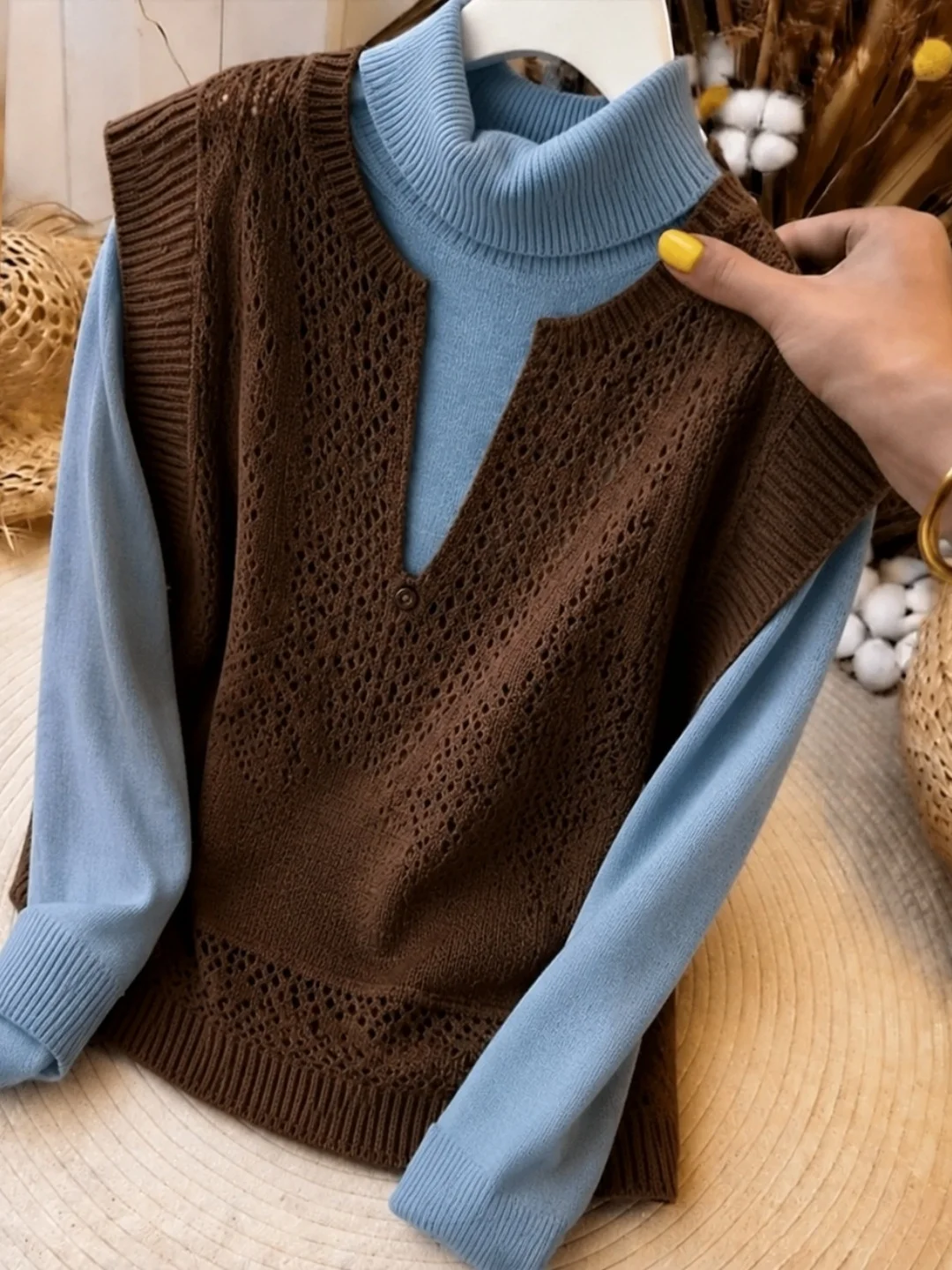 Chic Lazy Style Knitted Vest Women's Comfortable Fashionable Layering Top Soft European Goods Autumn New Arrival Poise Youthful