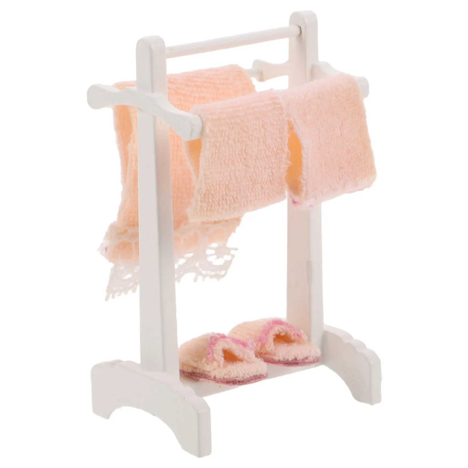 

1 Set Miniature Bathroom Towel Rack Realistic Design Decorative Hand Towel Stand for Dollhouse Bathroom Accessories Miniature