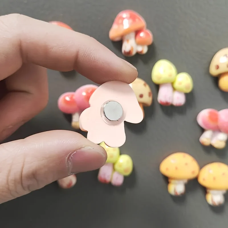 6 Stück niedliche, bunte Pilz-Kühlschrankmagnete, Fotowand, Pinnwand, Dekoration, magnetische Aufkleber, Heimdekoration, Geschenk – Detail 3