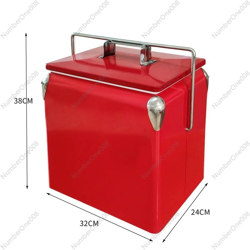 

13L Metal Insulated Cooler Box, Portable Ice Bucket for Outdoor Camping Car Hotel Steak Gift Storage