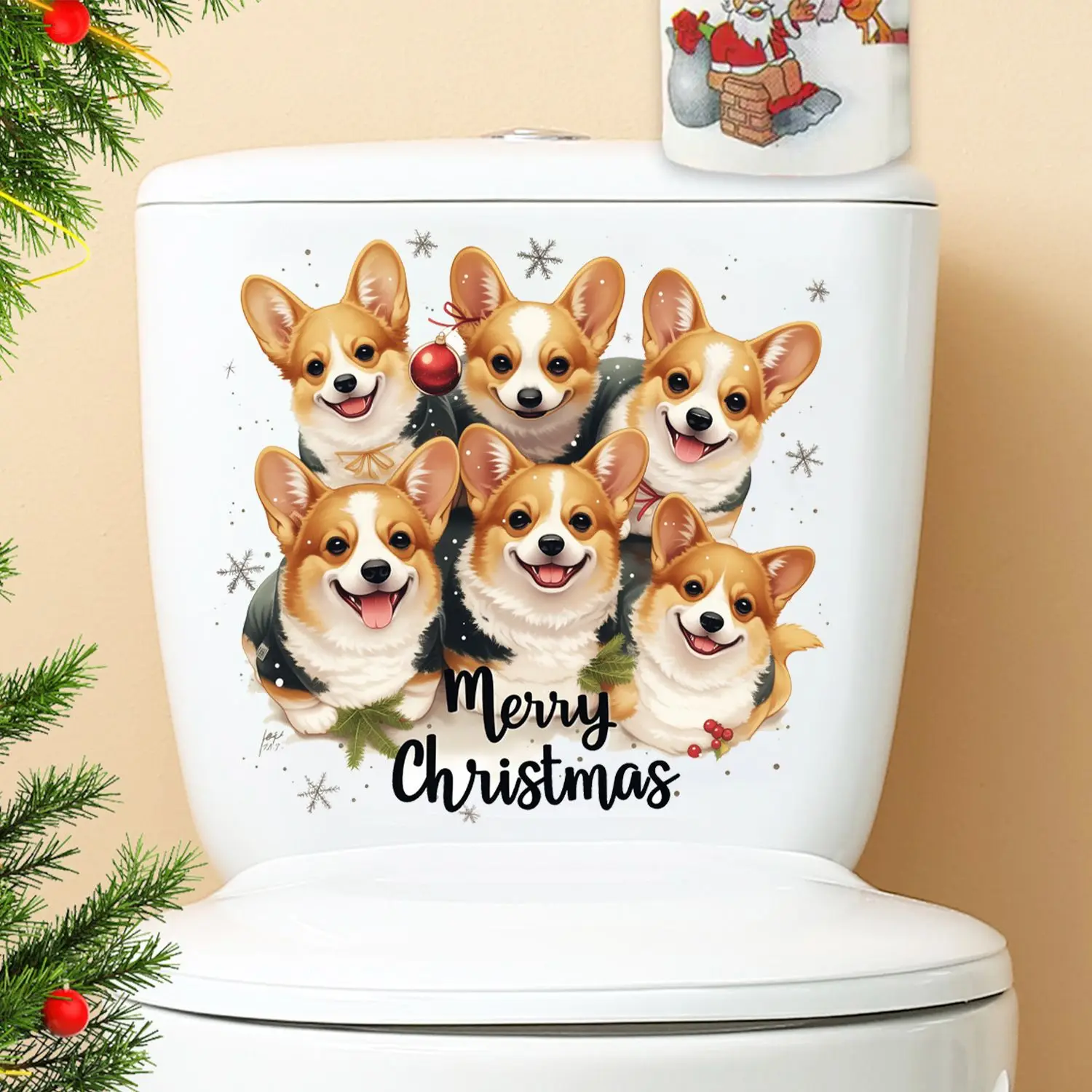 

Cute Corgi Pet Dogs Wall Sticker Bathroom Toilet Decor Living Room Cabinet Refrigerator Home Decoration Decals Stickers S752