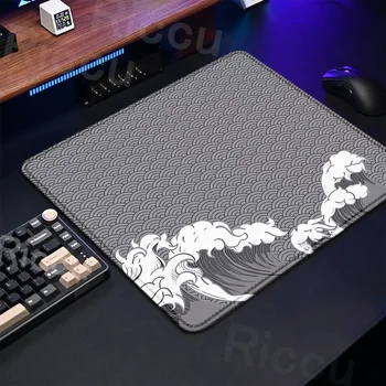 Gaming Mice Mat Great Wave Art Control Mousepad Anti-slip ขนาดเล็ก Deskmat Pc Gamer อุปกรณ์เสริม 18x22 ซม.ล็อคขอบความเร็ว KeyboardPad