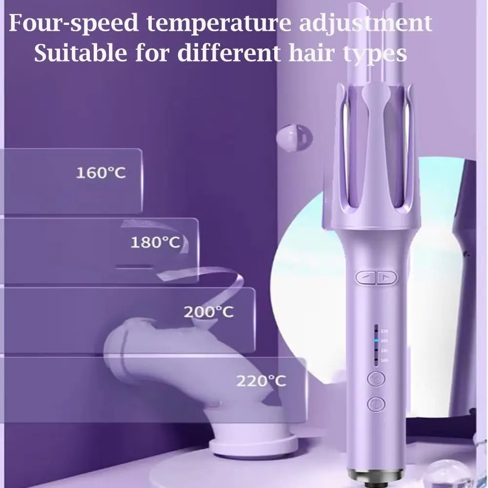 

Portable Design 2-in-1 Waver Hair Curling Iron Anti-Tangle Technology 32mm Barrel Size Automatic Rotating Hair Curler