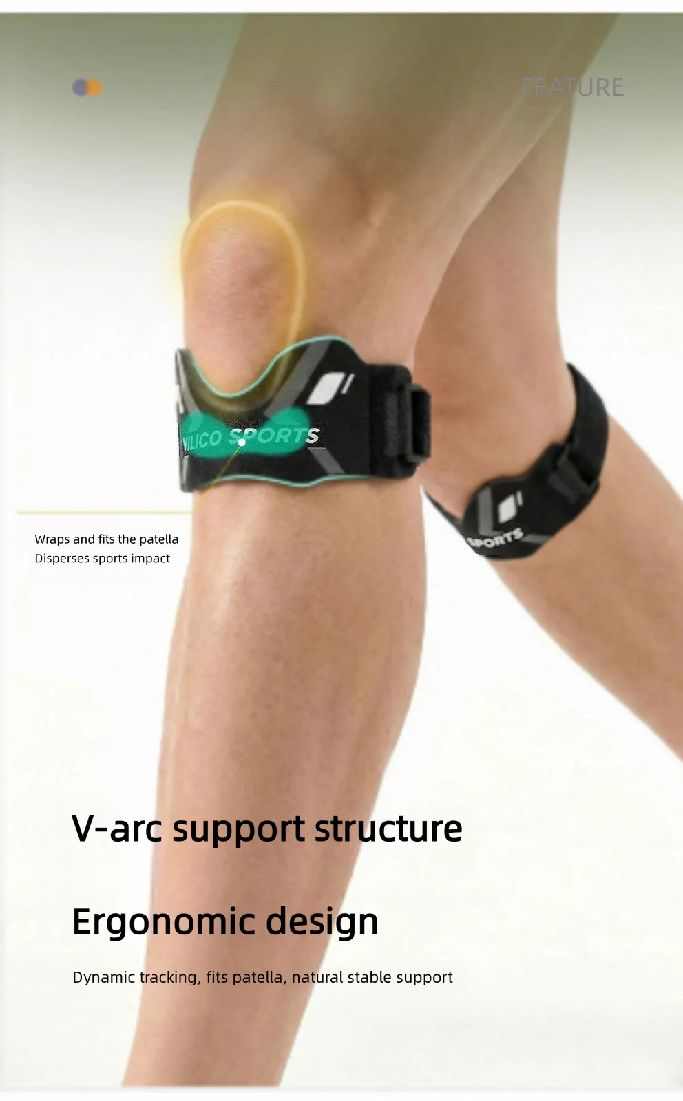 1 Stück Patella-Knieband zur Schmerzlinderung, Knieunterstützung, Patella-Stabilisator, Ergonomische Sehnenbandage – Detail 9