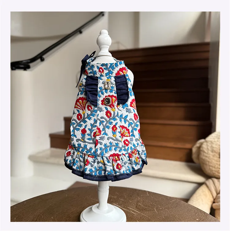 Disfraz vestido princesa floral para perros pequeños con volantes - imagen 2