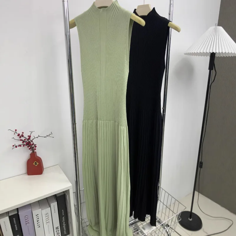 

Evening Dresses Sleeveless Dresses Women Summer Half High Collar Folded Eur American Commute A-line Loose Vacation Beach Dresses