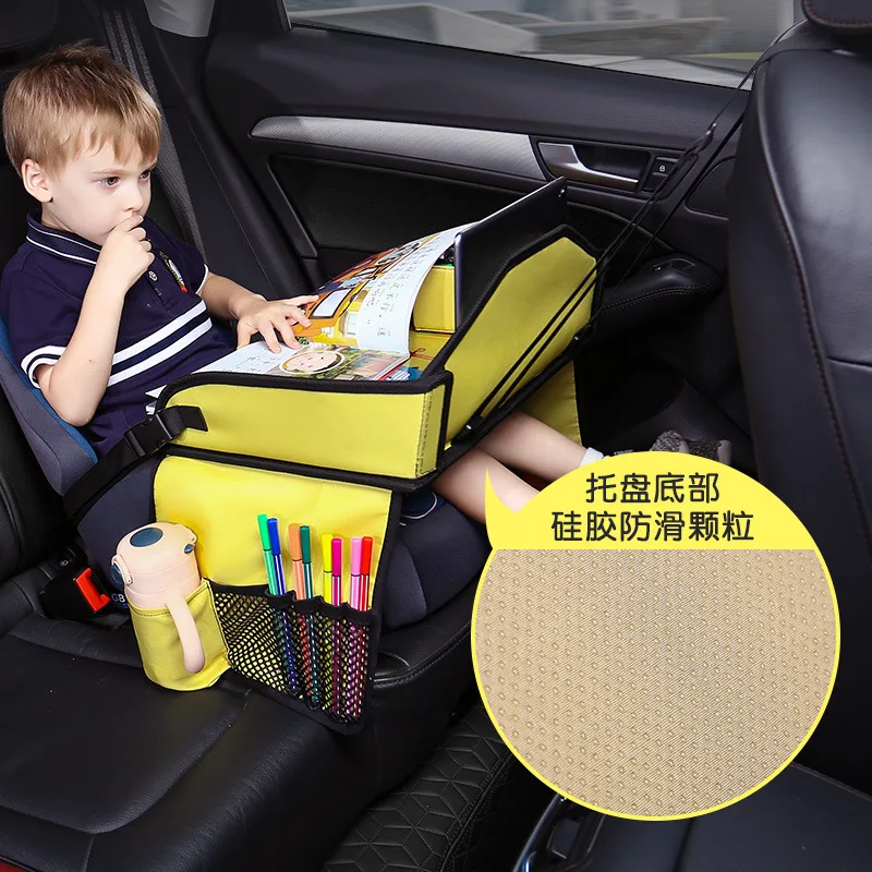 Kids Travel Tray for Toddler & Kids Car Seat, Lap Tray for Airplane, Carseat Table Tray with Organizer for Road Trip Activities