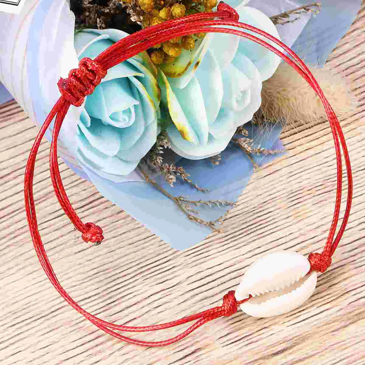 

1PC Simple Hand-knitted Shell Bracelet Fashion Beautiful Shell Bracelet for Woman Lady Lover Female Decor Red+Beige