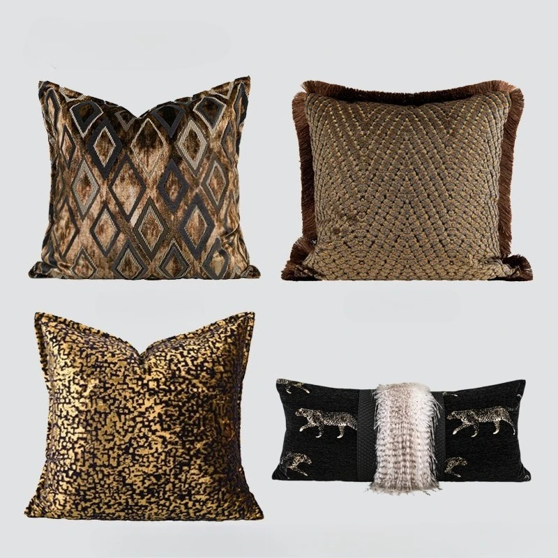

30X50/45X45CM Black GoldThrow Pillow Cover Luxury Cut Velvet Stamping Waist Cushion Cover Decor Home Decorative Pillowcase