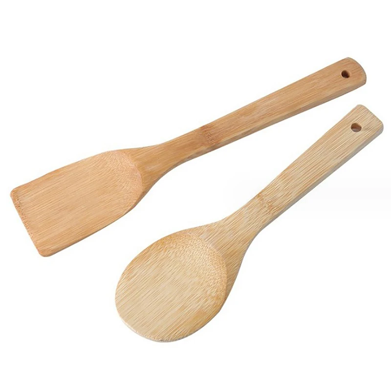 11.81*2.36in Kitchen Kit Bamboo Non Stick Frying Pan Spatula Bamboo Rice Spoon Spatula High Temperature Resistant Cooking Tool