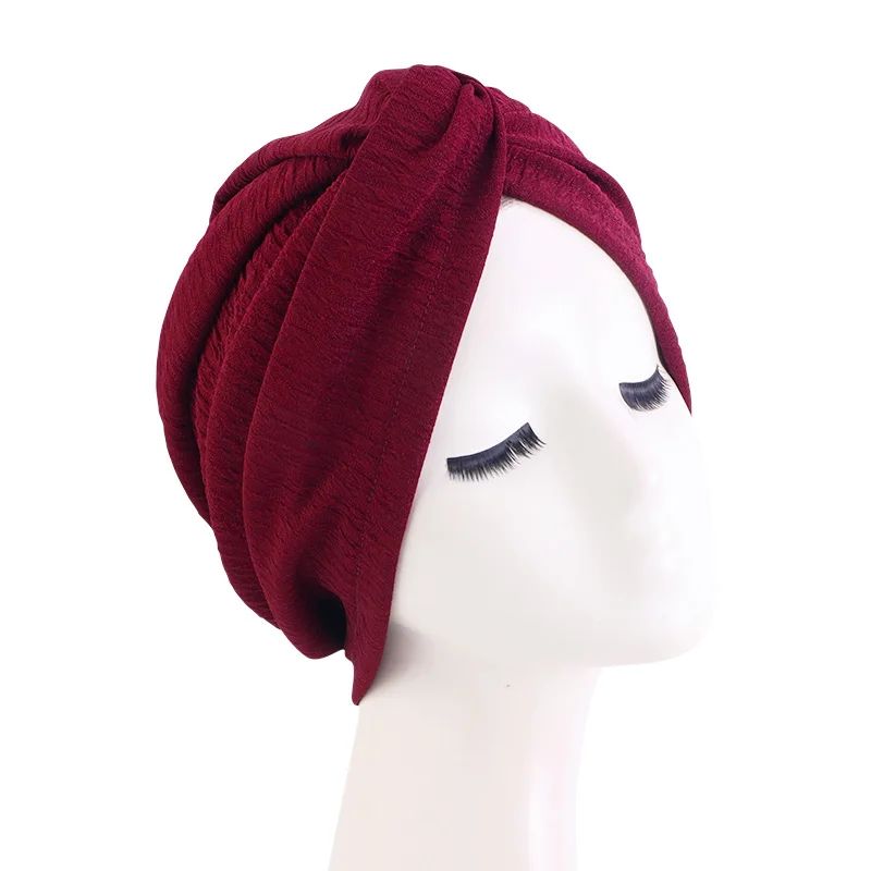 Turbante con nudo giratorio para mujer, gorro de quimio elástico, Hijab, sombrero para pacientes con cáncer, accesorios para la pérdida de cabello,