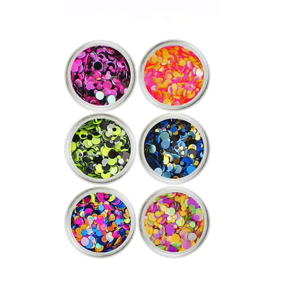 

1Set Nail Manicure Shining Pieces Plastic Lightweight Durable Mixed Round Colors Nail Art Accessories for Home Store Colorful