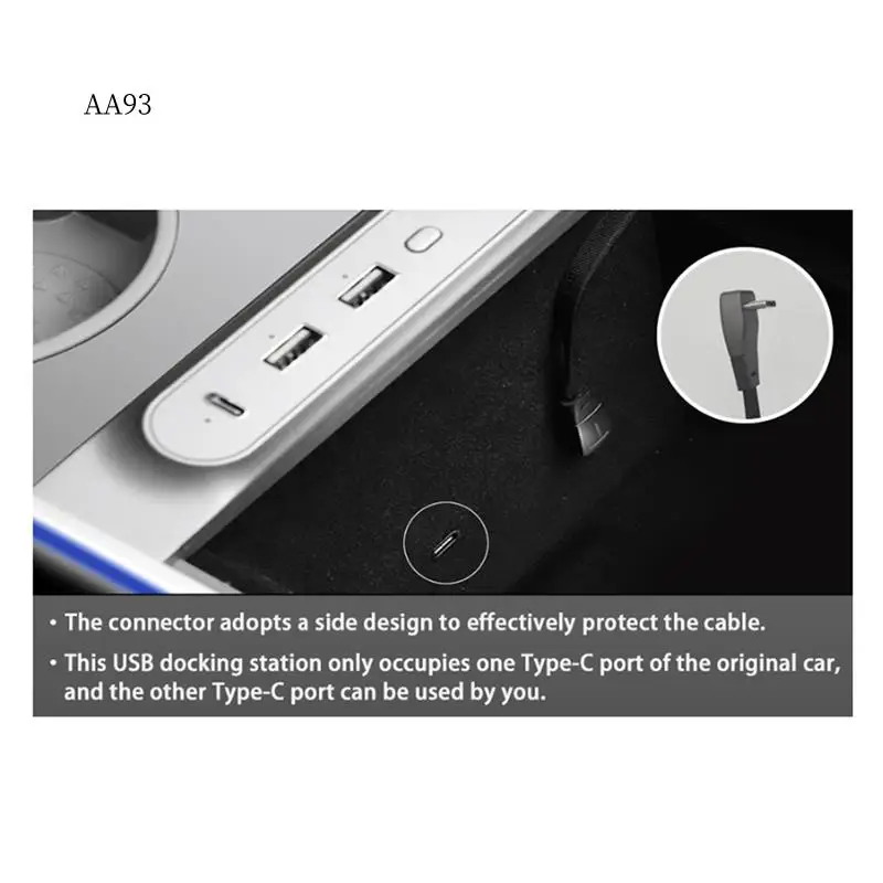 AA-27W شاحن ذكي سريع سيارة وحدة التحكم المركزية USB محور محطة الإرساء مكون ل تسلا نموذج 3/Y 2021-2023 محور متعدد المنافذ Adap