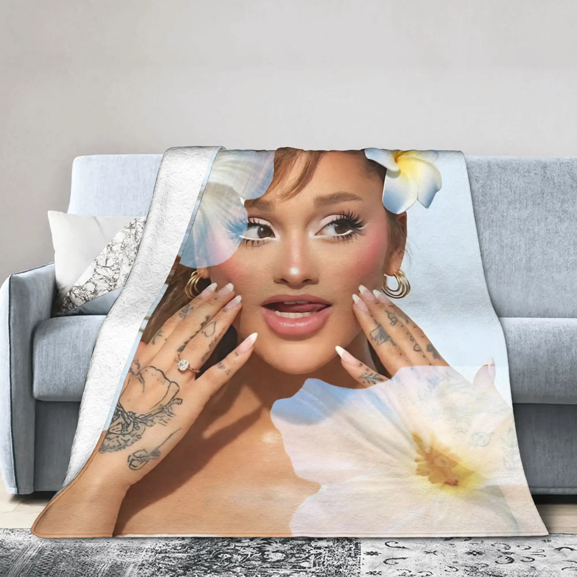 Arianas Pop Singer Grandes Blanket Flannel Printed Sunshine Multifunction Ultra-Soft Bedding Throw Blankets for Couch