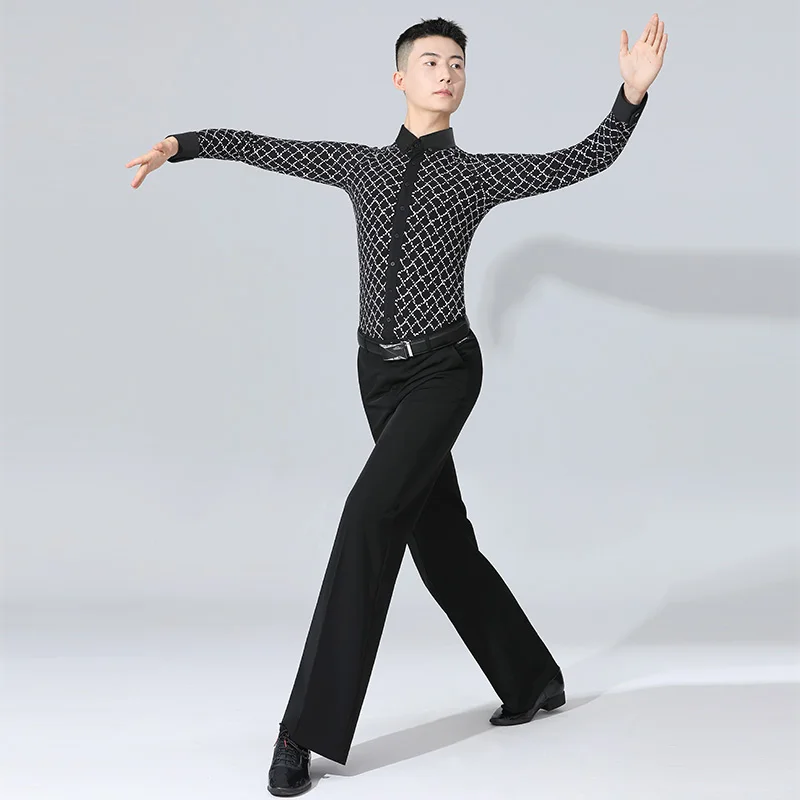 2023 Man Latin Dance Garment Dance Waltz Ballroom Dance Garment Performance Latin Man Shirts Garment Top