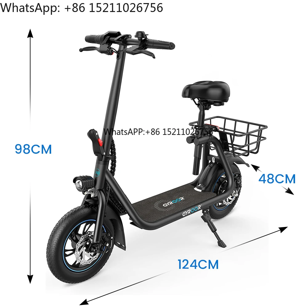 Gyroor Adult 12 pollici Ebike 450w Bici elettrica pieghevole Bici da città elettrica impermeabile Biciclette elettriche urbane