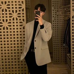 Y1009 Men's casual suit jacket Korean version Dongdaemun trend autumn loose black groom single western dress