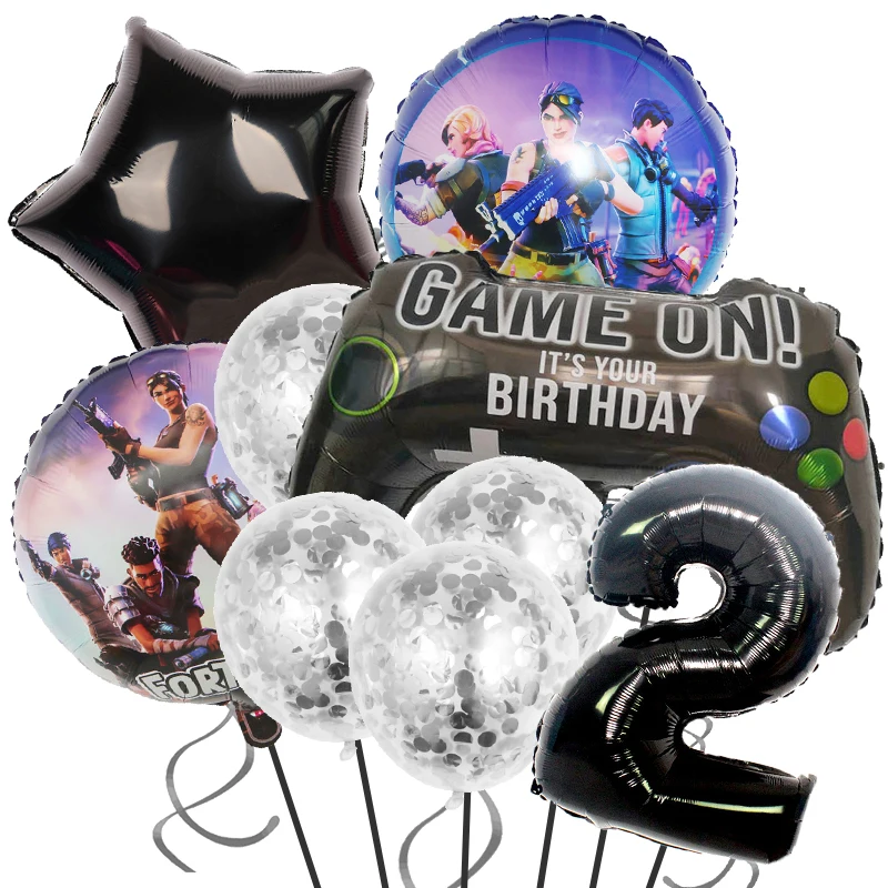 Game On Birthday Party Decoration Foil Balloons Set Hot Boys Favors Game Globlos Accessories Baby Shower Supplies Balloon Party