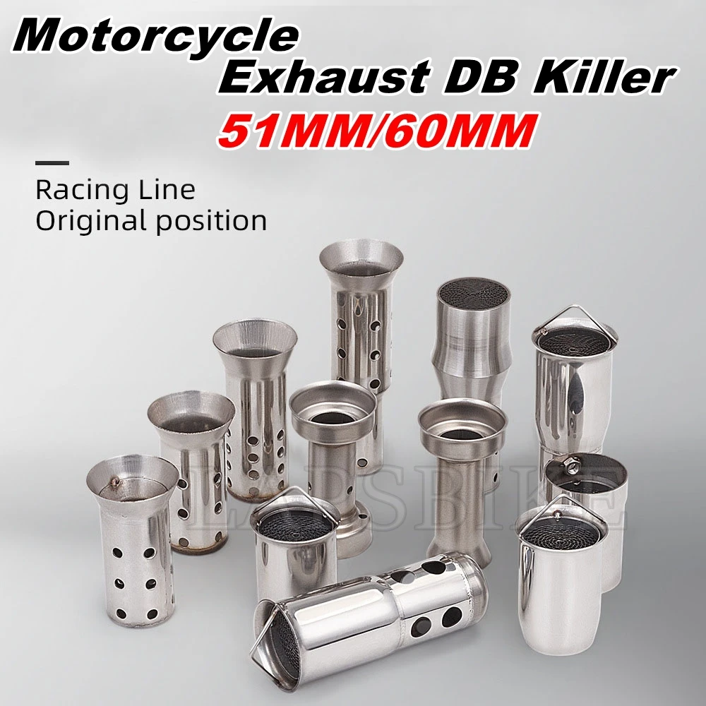 Universal 51mm 60mm Motorcycle Front Catalyst DB Killer Removable Muffler Noise Sound Eliminator For Motorcycle Exhaust Muffler