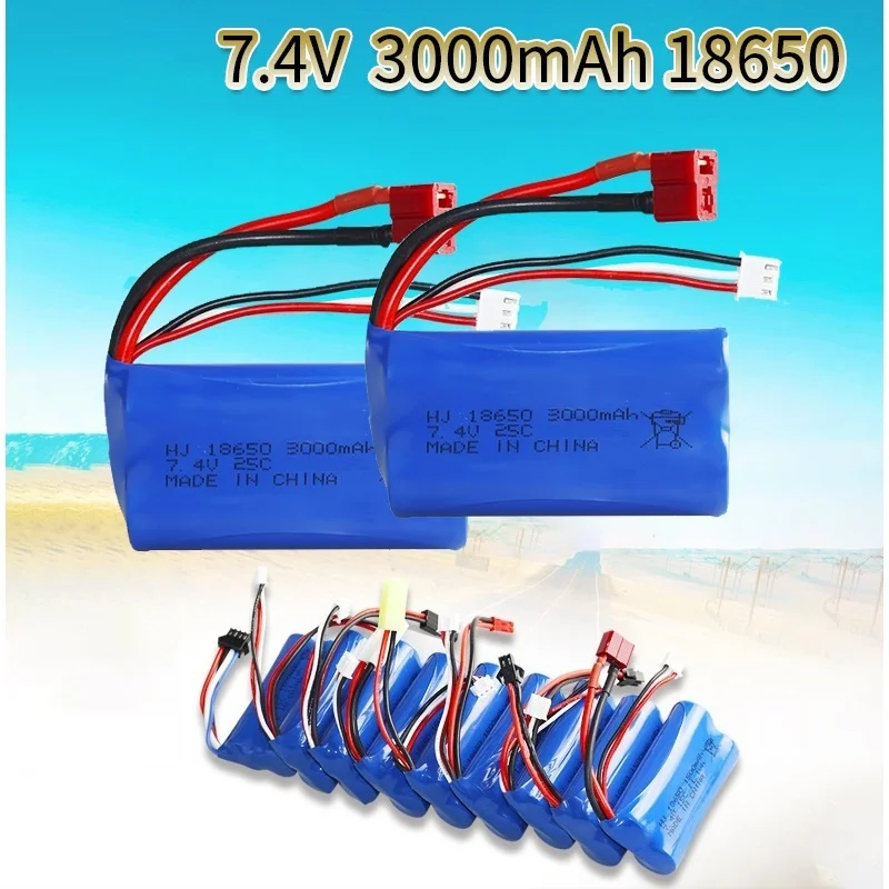 18650 battery 7.4V 3000Mah 25C Li-ion Battery For MJX T40 T40C F39 F49 T39 RC Helicopter Parts RC Car 2S for Wltoys 10428 12428