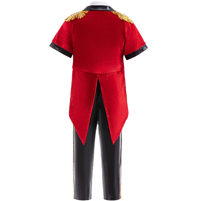 Children Boys Three-Piece Suits Red Bow Tie Decor Top +Red Swallow-Tailed Coat +Sequins Pants For Christmas Stage Performance