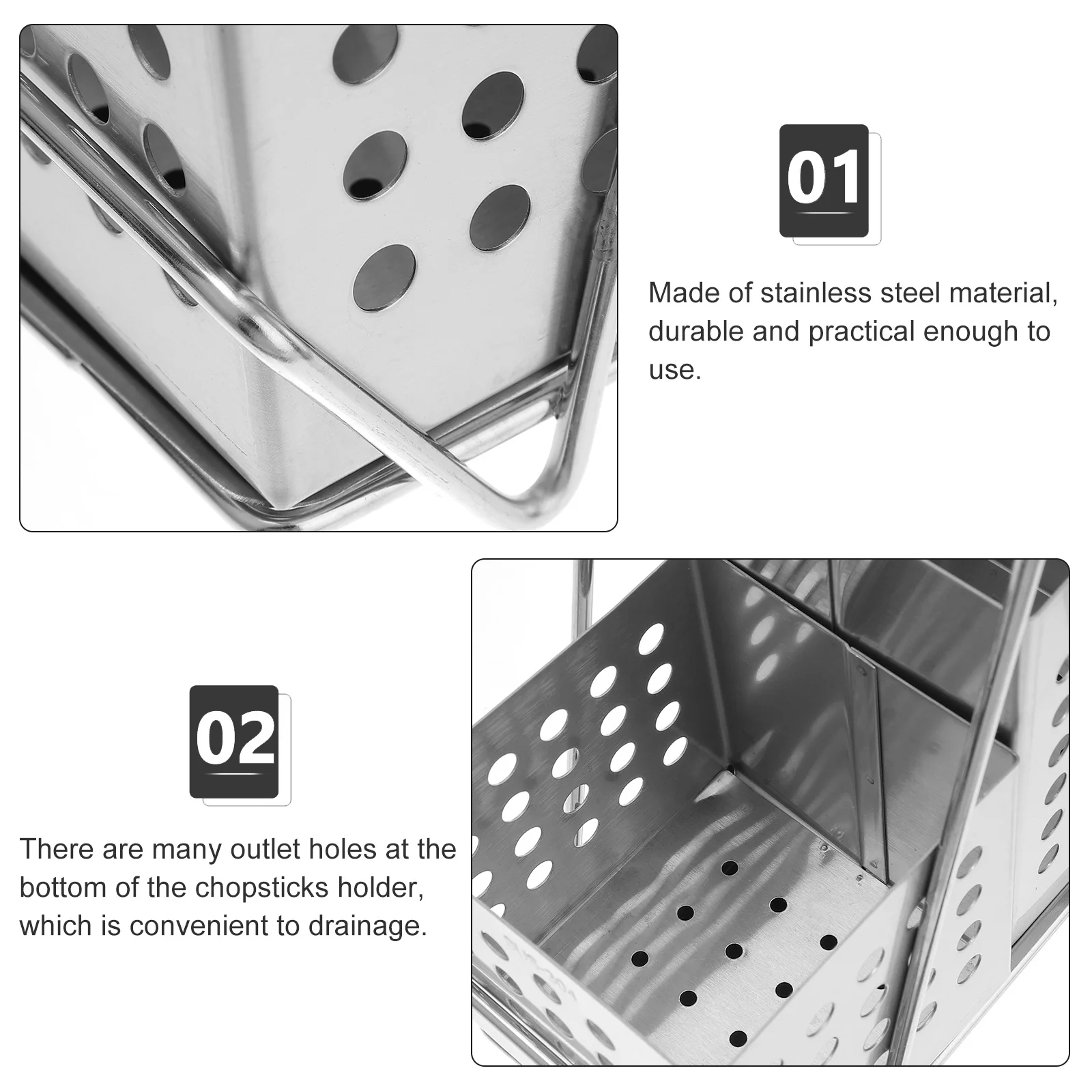 

Stainless Steel Chopsticks Holder Large Drying Rack Utensil Container Kitchen ganizer Practical Draining Shelf Tableware Storage