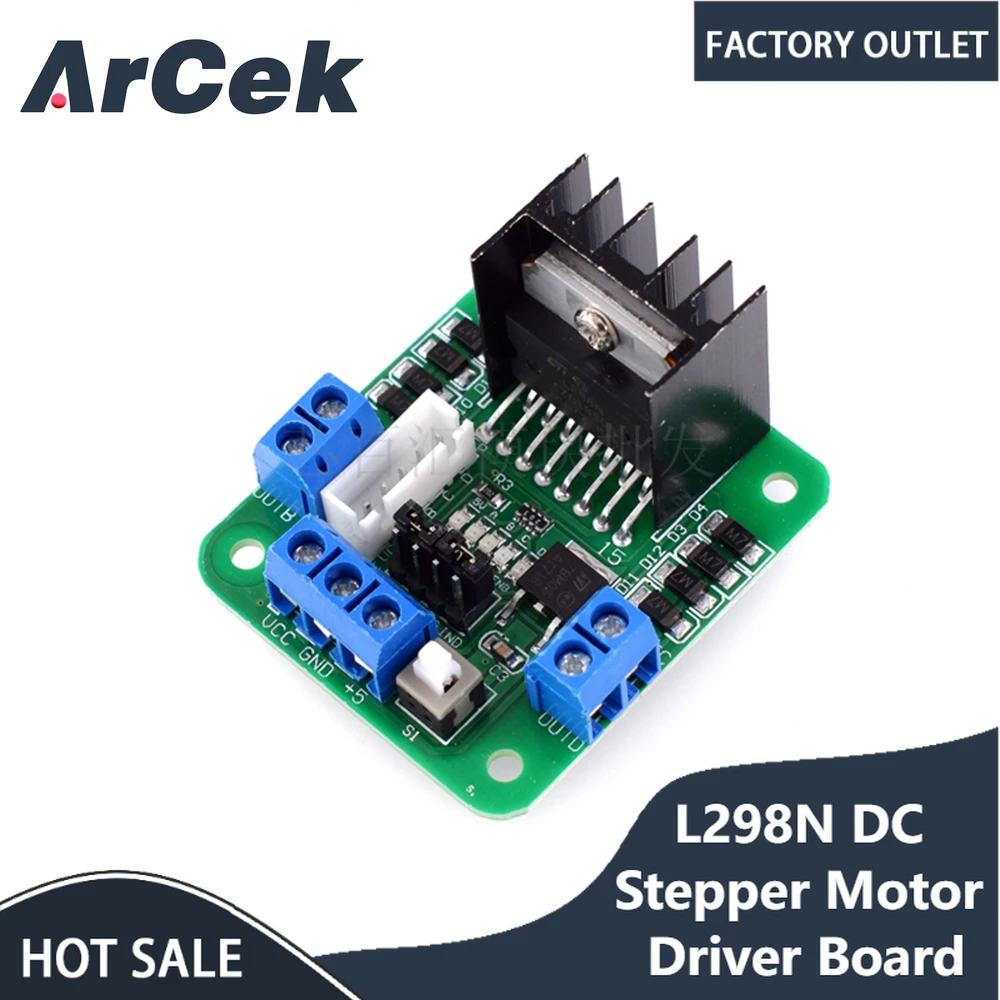 Dual H ponte Stepper Motor Driver Controlador Board Module, L298N, DC