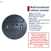 Car Inverter DC 12V 24V To 220V 150W Quick Charger USB Type C Power Adapter Converter Fast Charging Automobile Inverter