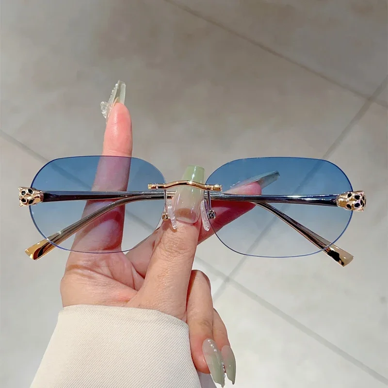 

GM LUMIAS Rimless Oval Sunglasses Men Fashion Vintage Gradient Casual Shades Women Trendy Luxury Brand Design Decor Sun Glasses