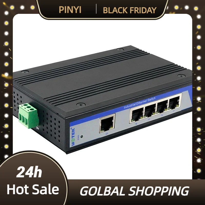 Genuine UOTEK Industrial Grade 100M 5 Ports Unmanaged Ethernet Switch DIN-rail without Power UT-6405