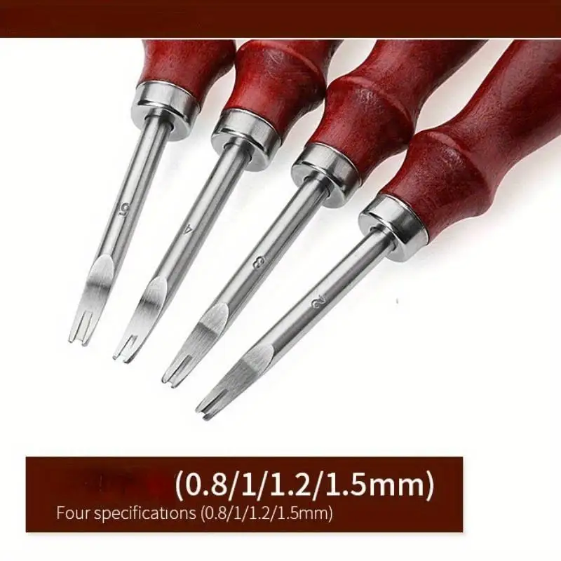 Beech Handle Leather Trimming Tool Edging Tool Hand DIY Leather Carving Art Rounding Tool
