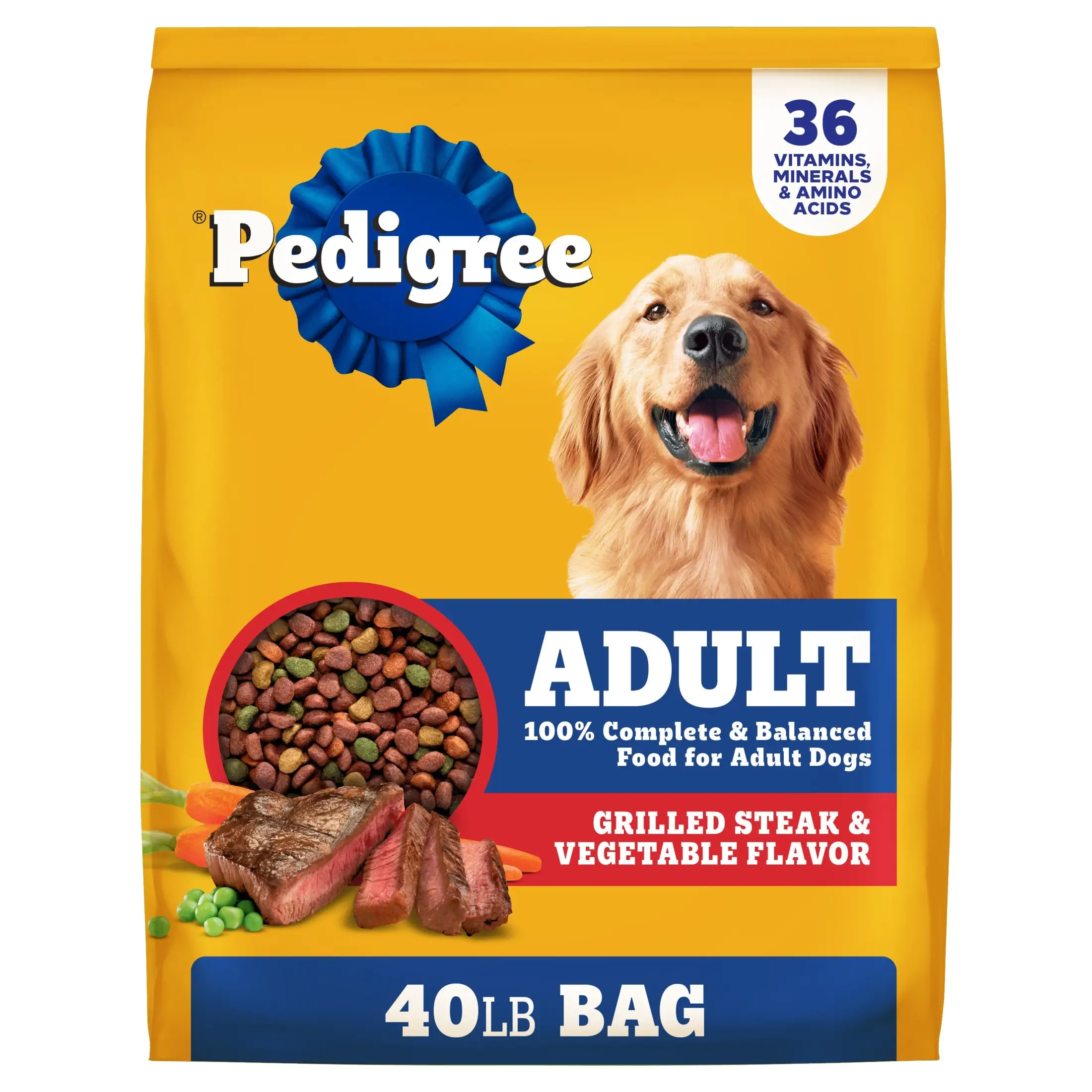 Complete Nutrition Adult Dry Dog Food with Steak and Vegetable Flavor 40 lb Bag