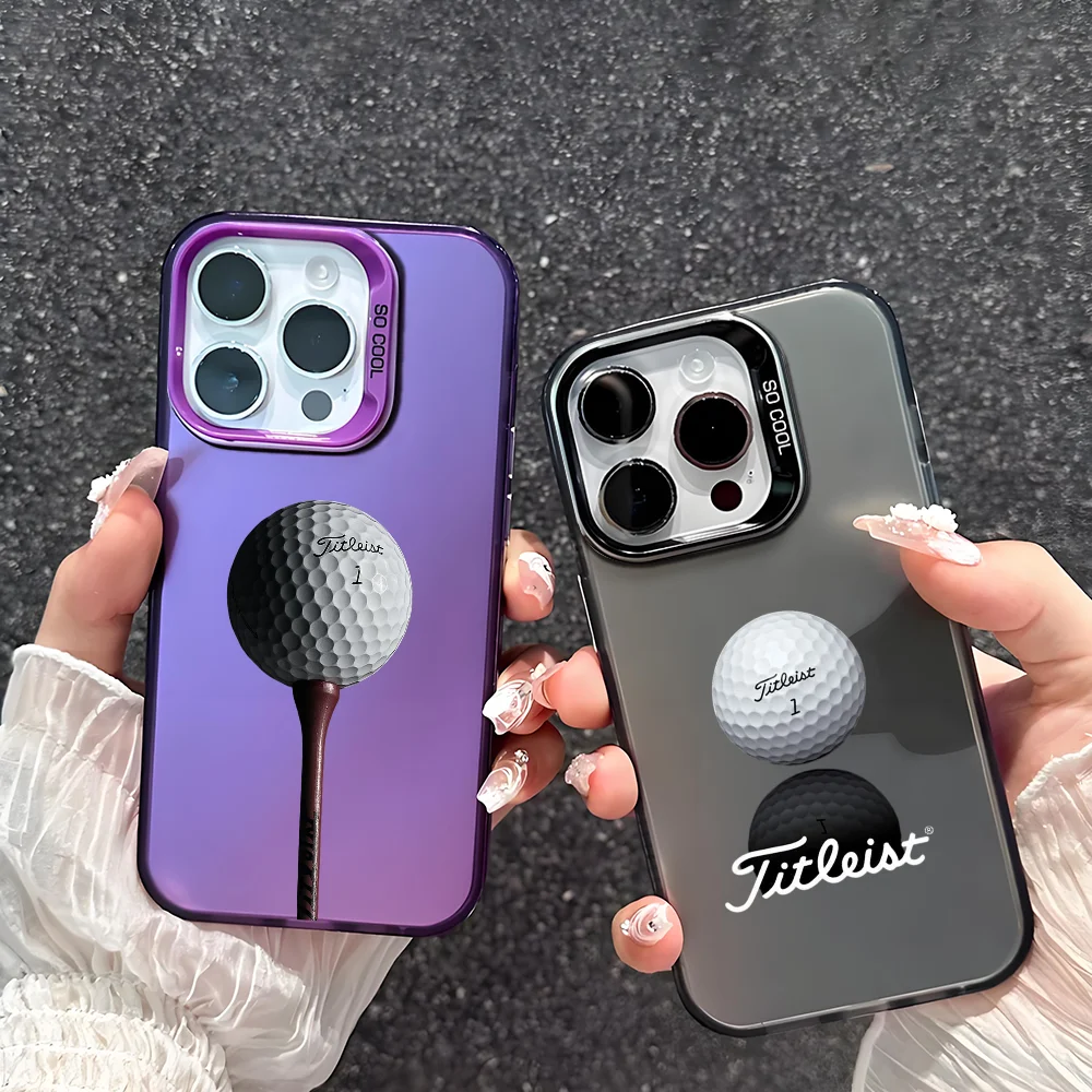 Esporte bola de golfe golfe t-titleistes caso de telefone para iphone 17 16 15 14 13 12 11 pro max plus mini imd cor prata escudo