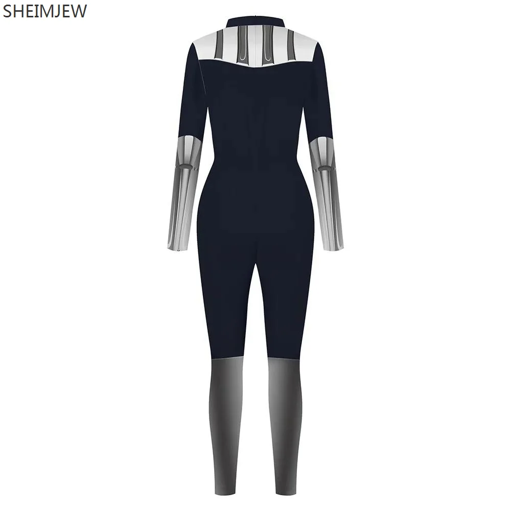 Women Steampunk Robot Cosplay Zentai Suit Party Jumpsuits Sexy Bodysuit Catsuit Halloween Carnival Stage Performance Costume