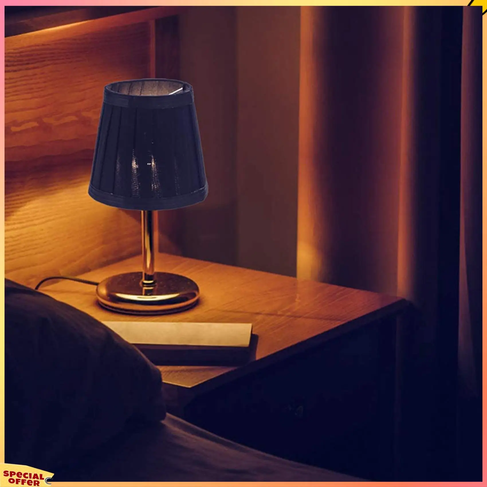 ABFI Clip On Lampshades Candle Chandelier Lampshades For Ceiling Pendant Light Table Lamp Floor Light 18 Pcs Black