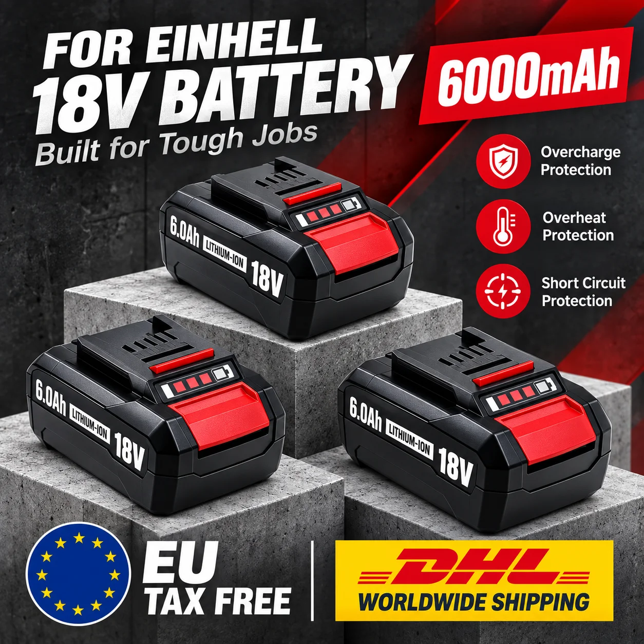 Ersatz-Li-Ionen-Akku 18V 6,0Ah passend für Einhell Power X‑Change PXBP‑600 PX‑BAT52 4511396 4511437 neu Akku-Werkzeuge