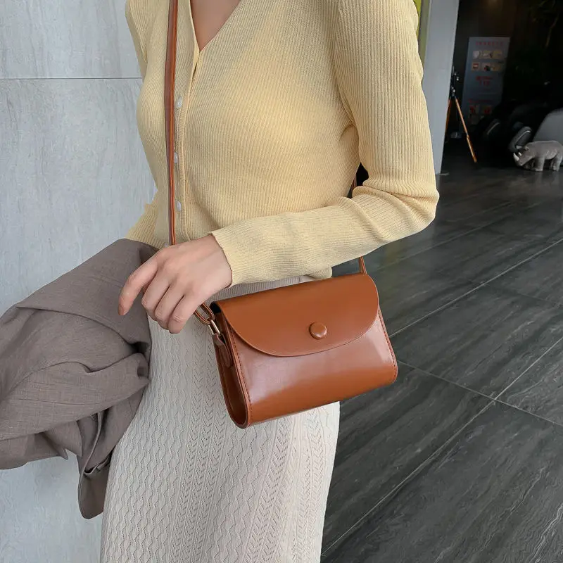 Women Crossbody Bags Retro PU Leather Shoulder Mini Bag Cute Daily All-match Korean Ulzzang Chic Handbag Female Elegant Portable