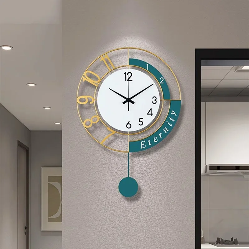 Movement Mechanism Wall Clock Round Pendulum Living Room Wall Clock Creative Design Orloge Murale Moderne Home Decoration